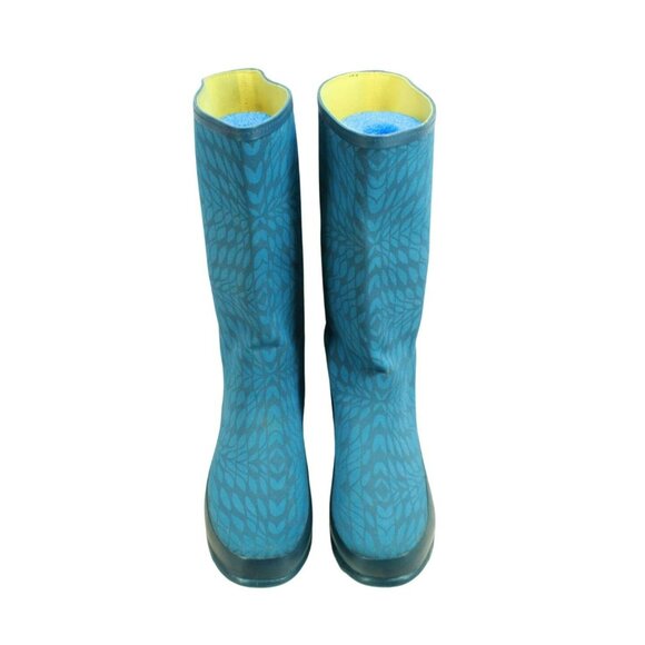 LL Bean Wellie Blue Rubber Pull On Waterproof Tall Rain Boots Size 11 M - Picture 5 of 10